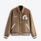 Men's Faux Fur Baseball Jacket Warm Tan Spring