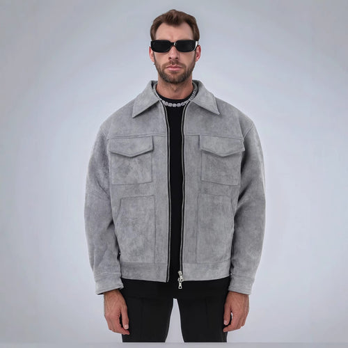 Men's Heavyweight Winter Jacket Faux Fur Collar Cargo Pocket Coat