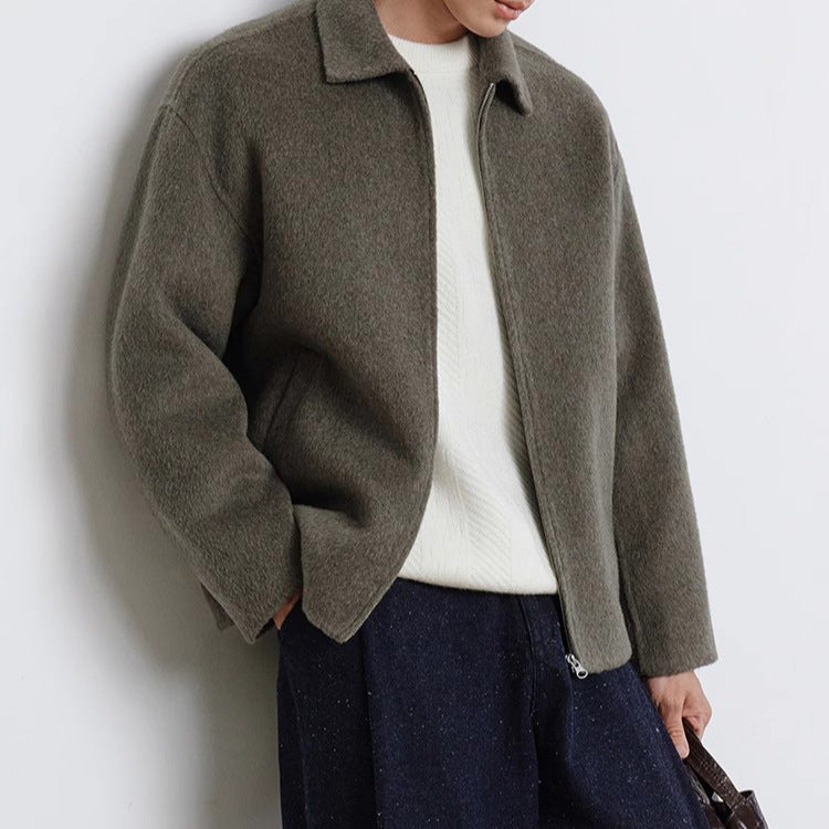 Men's Wool Coat Warm Slim Fit Double Sided Autumn Winter Jacket