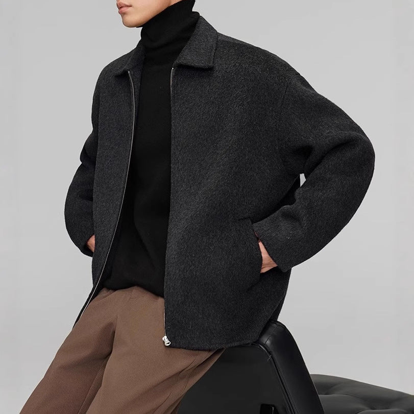 Men's Wool Coat Warm Slim Fit Double Sided Autumn Winter Jacket