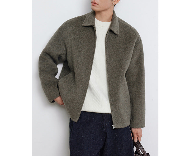 Men's Wool Coat Warm Slim Fit Double Sided Autumn Winter Jacket