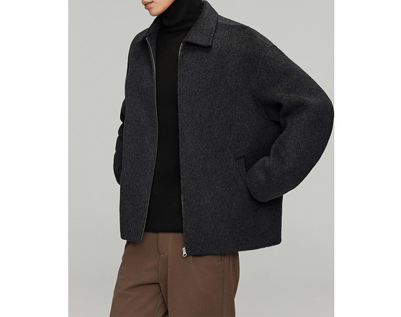 Men's Wool Coat Warm Slim Fit Double Sided Autumn Winter Jacket