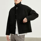 Men's Wool Jacket Short Double Sided Warm Pocket