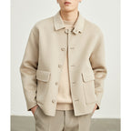 Men's Wool Jacket Short Double Sided Warm Pocket