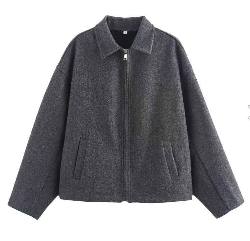 Women's Jacket Wool Blend Warm Relaxed Fit Beige