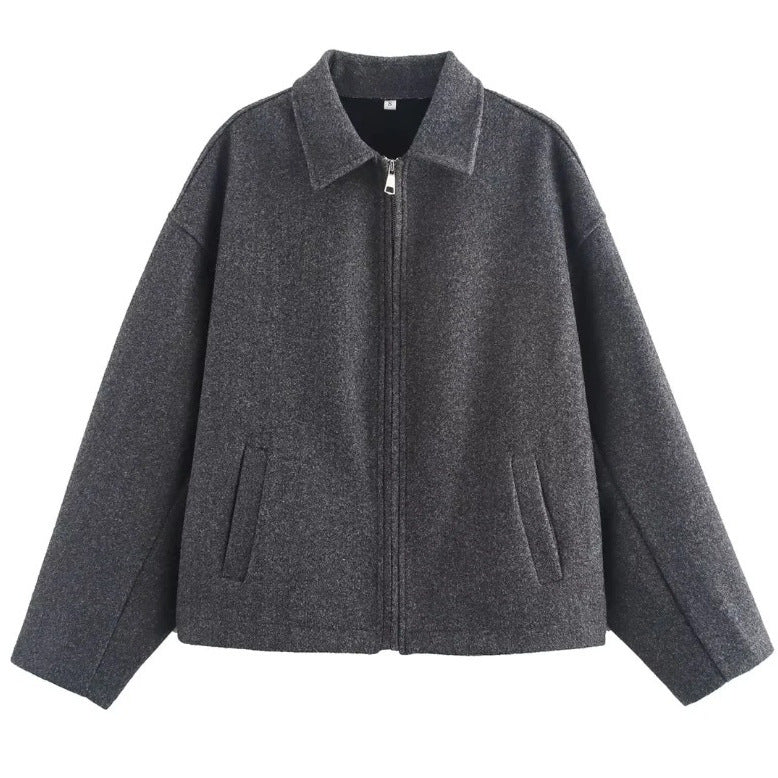 Women's Jacket Wool Blend Warm Relaxed Fit Beige