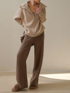 Women’s Khaki Knit Cardigan Sweater Loose Warm Layering