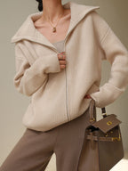 Women’s Khaki Knit Cardigan Sweater Loose Warm Layering