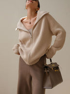 Women’s Khaki Knit Cardigan Sweater Loose Warm Layering