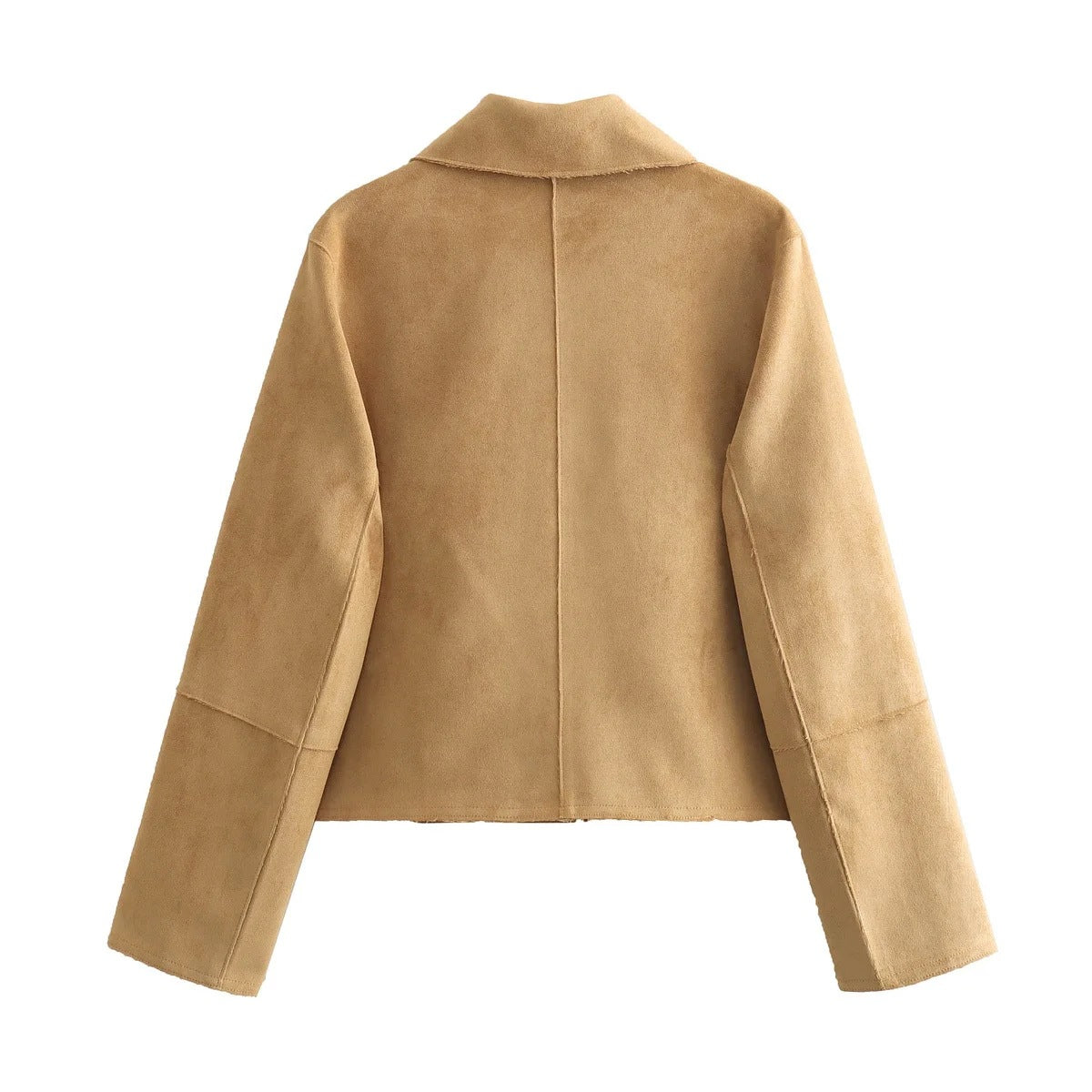 Women's Suede Jacket Soft Comfort Warm Coat Brown