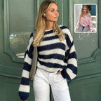 Women's Sweater Striped Pullover Knit Loose Fit Soft Warmth