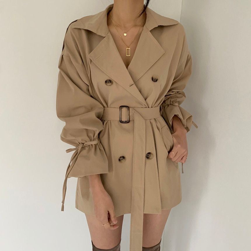 Women's Windbreaker Coat Lightweight Belted Loose