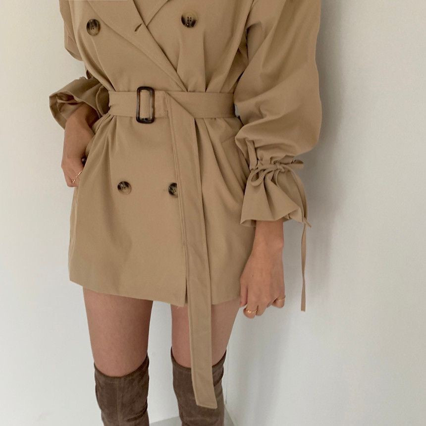Women's Windbreaker Coat Lightweight Belted Loose