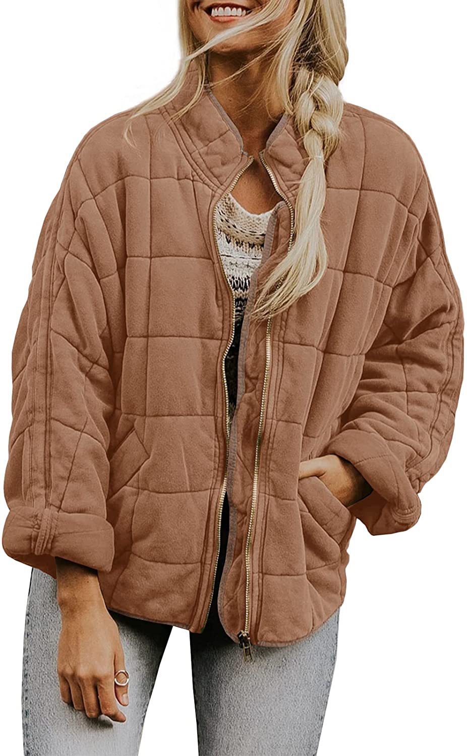 Women's Winter Zip Up Fleece Jacket Warm Pocket Coat