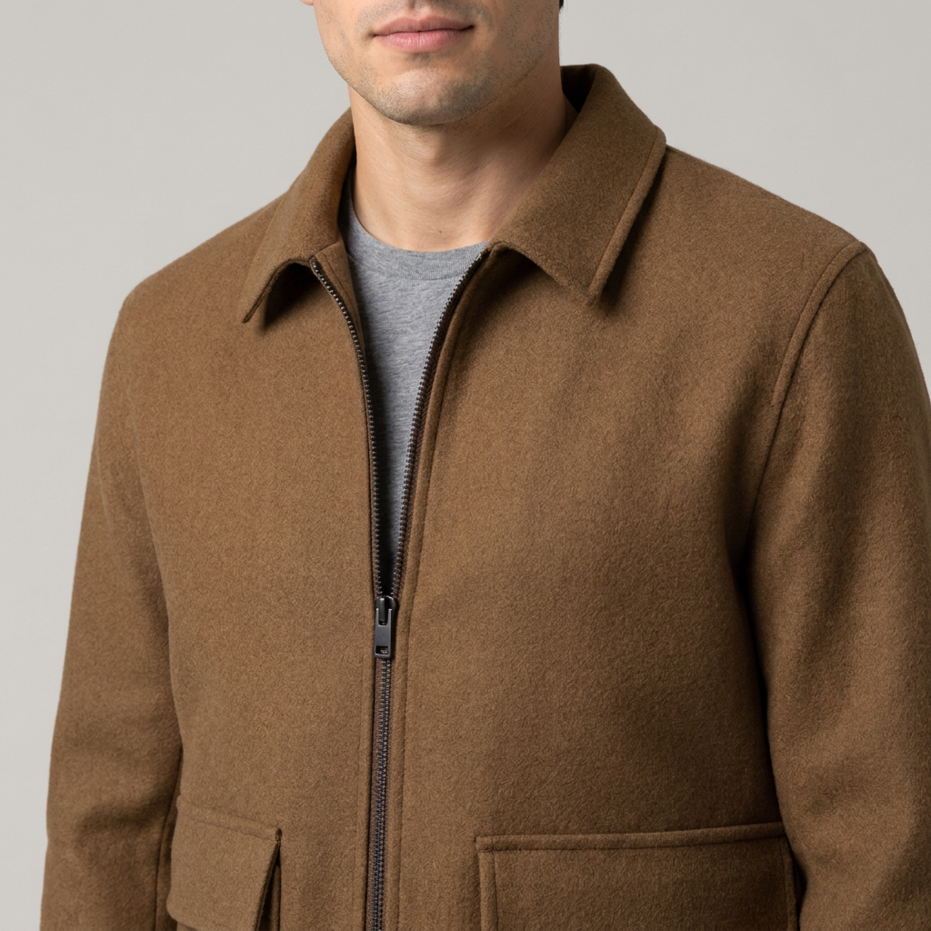 Mandarin-collar Cardigan Wool Jacket Mens Loose Casual Outerwear