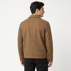 Mandarin-collar Cardigan Wool Jacket Mens Loose Casual Outerwear