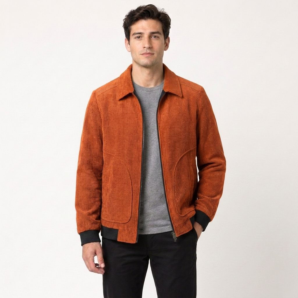 Plus Size Corduroy Thickened Coat Overweight Man Jacket