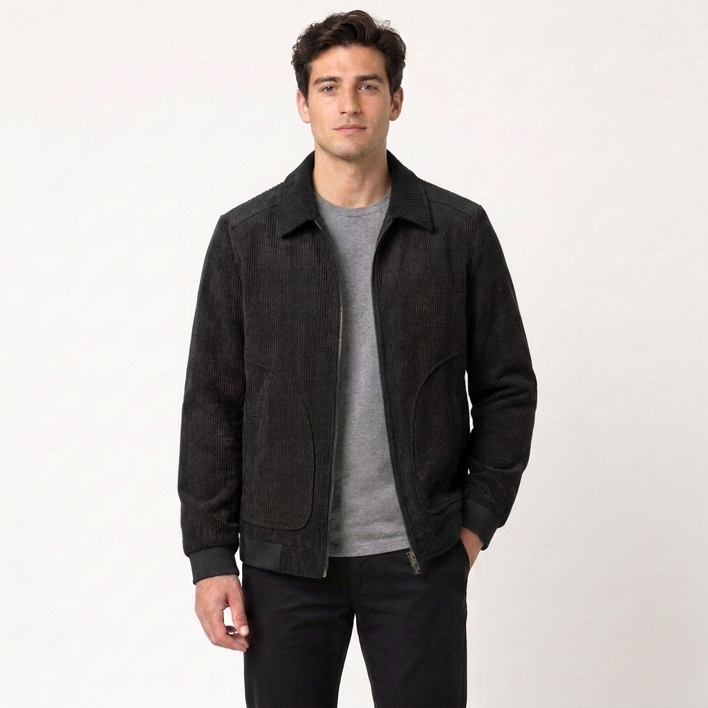 Plus Size Corduroy Thickened Coat Overweight Man Jacket
