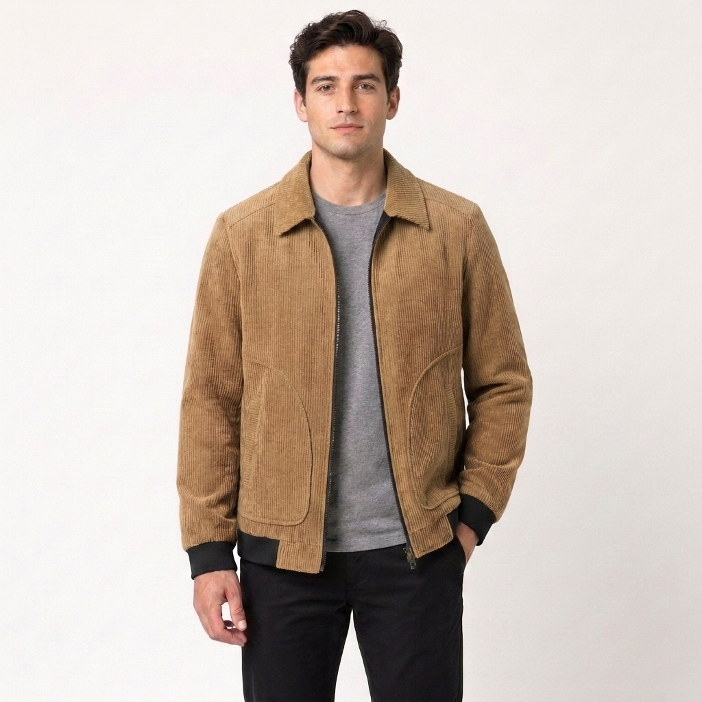 Plus Size Corduroy Thickened Coat Overweight Man Jacket