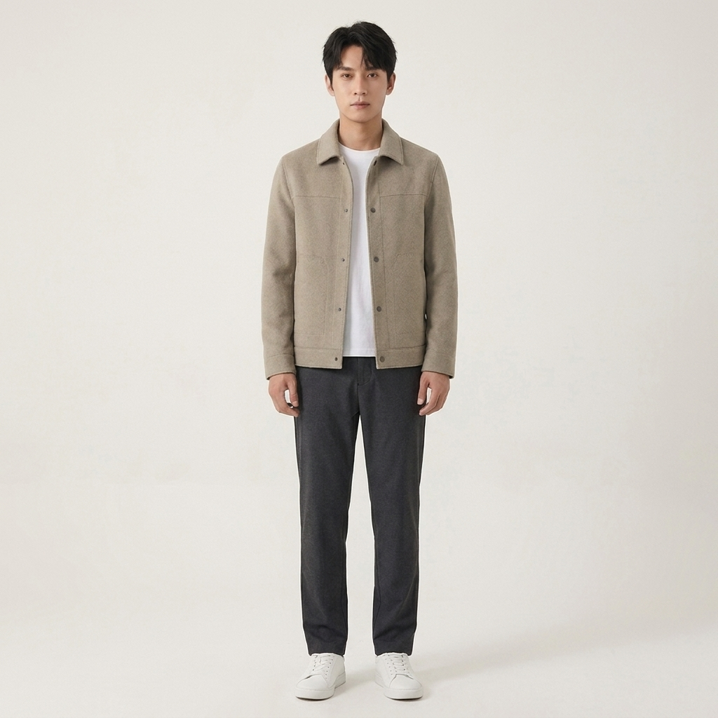 Autumn And Winter Handmade Double-faced Woolen Goods Wool Polo Collar Jacket
