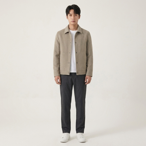 Autumn And Winter Handmade Double-faced Woolen Goods Wool Polo Collar Jacket