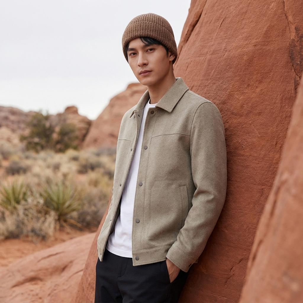 Autumn And Winter Handmade Double-faced Woolen Goods Wool Polo Collar Jacket