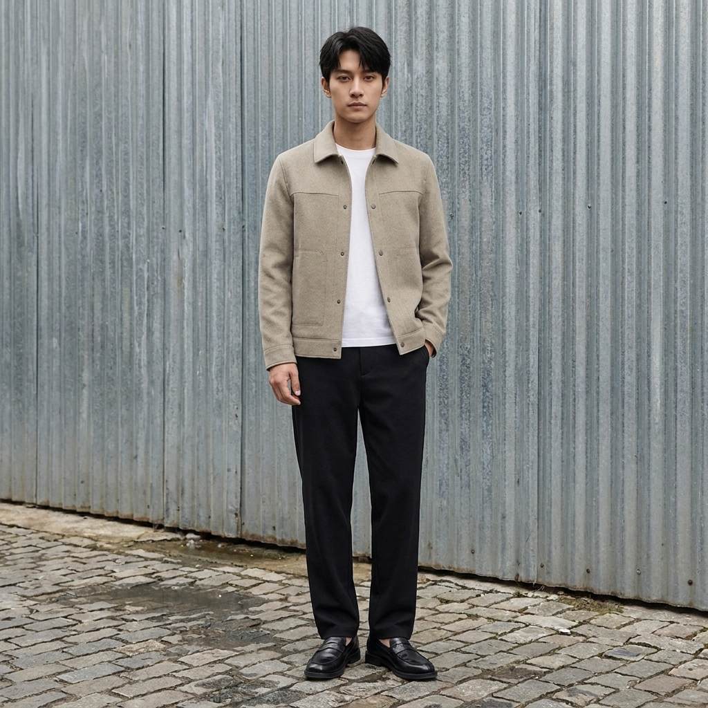 Autumn And Winter Handmade Double-faced Woolen Goods Wool Polo Collar Jacket
