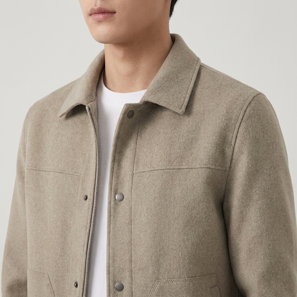 Autumn And Winter Handmade Double-faced Woolen Goods Wool Polo Collar Jacket