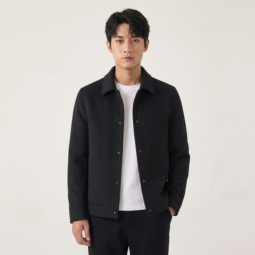 Autumn And Winter Handmade Double-faced Woolen Goods Wool Polo Collar Jacket