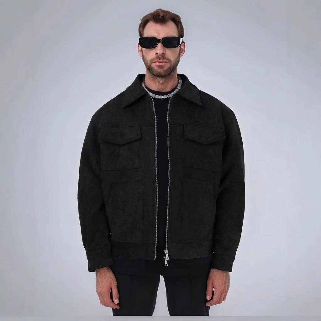 Fashion Men's Fur Zipper Big Pocket Jacket Coat