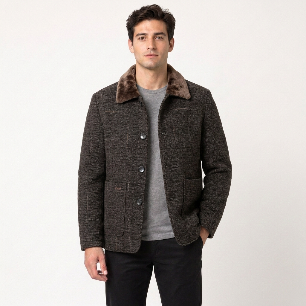 Middle-aged And Elderly Cotton-padded Jackets Dad-style Outerwear Lapel Wool Coats
