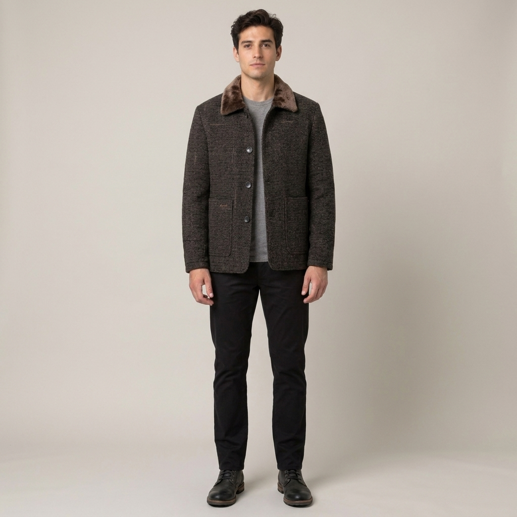 Middle-aged And Elderly Cotton-padded Jackets Dad-style Outerwear Lapel Wool Coats