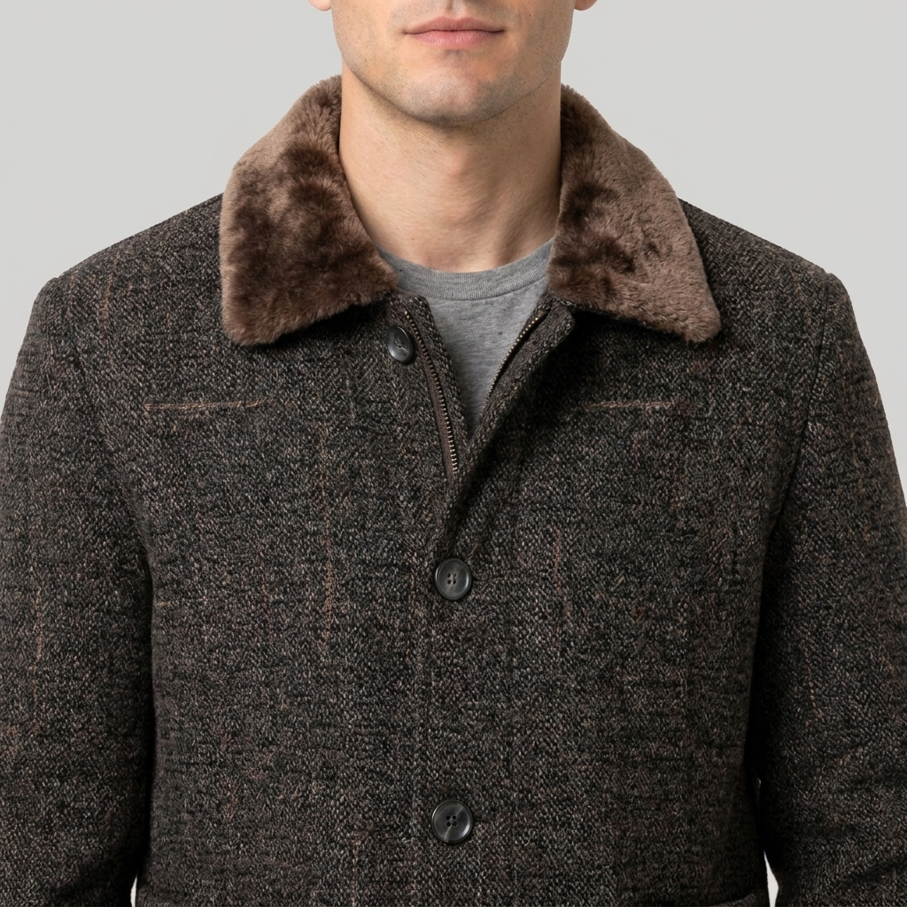 Middle-aged And Elderly Cotton-padded Jackets Dad-style Outerwear Lapel Wool Coats